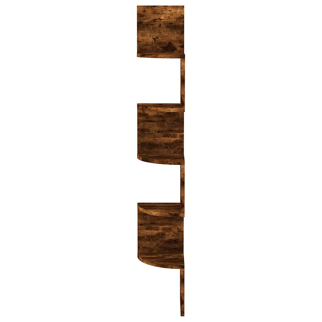 Hoekwandschap 19x19x123 cm bewerkt hout gerookt eikenkleurig is nu te koop bij PeponiXL, paradijselijk wonen!