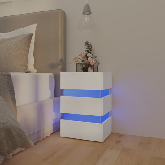 326846 vidaXL Nachtkastje LED 45x35x67 cm bewerkt hout wit is nu te koop bij PeponiXL, paradijselijk wonen!