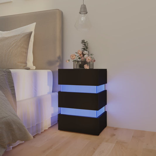 326846 vidaXL Nachtkastje LED 45x35x67 cm bewerkt hout zwart is nu te koop bij PeponiXL, paradijselijk wonen!