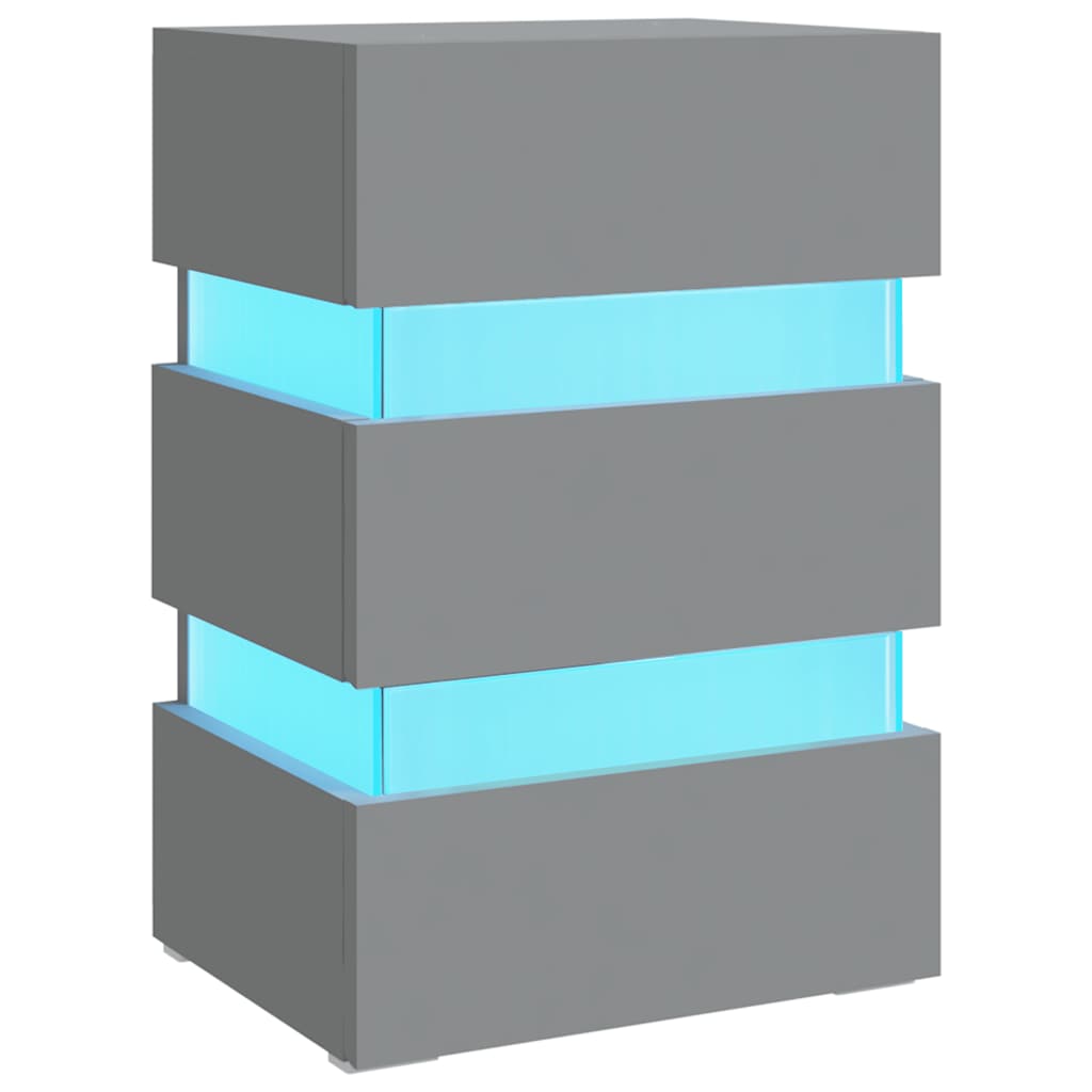 326846 vidaXL Nachtkastje LED 45x35x67 cm bewerkt hout grijs is nu te koop bij PeponiXL, paradijselijk wonen!