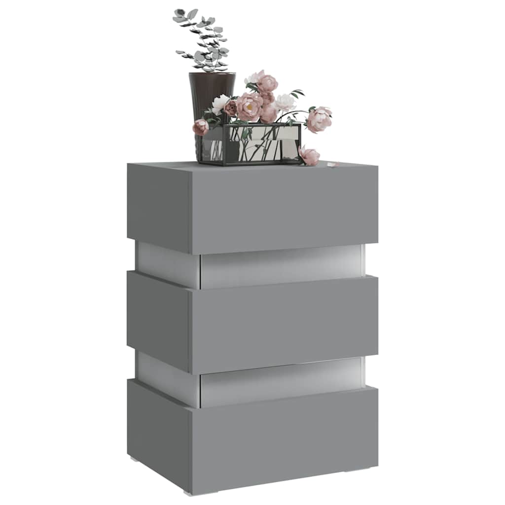 326846 vidaXL Nachtkastje LED 45x35x67 cm bewerkt hout grijs is nu te koop bij PeponiXL, paradijselijk wonen!