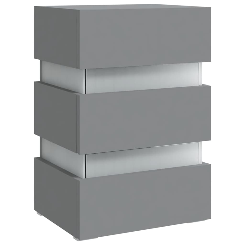 326846 vidaXL Nachtkastje LED 45x35x67 cm bewerkt hout grijs is nu te koop bij PeponiXL, paradijselijk wonen!