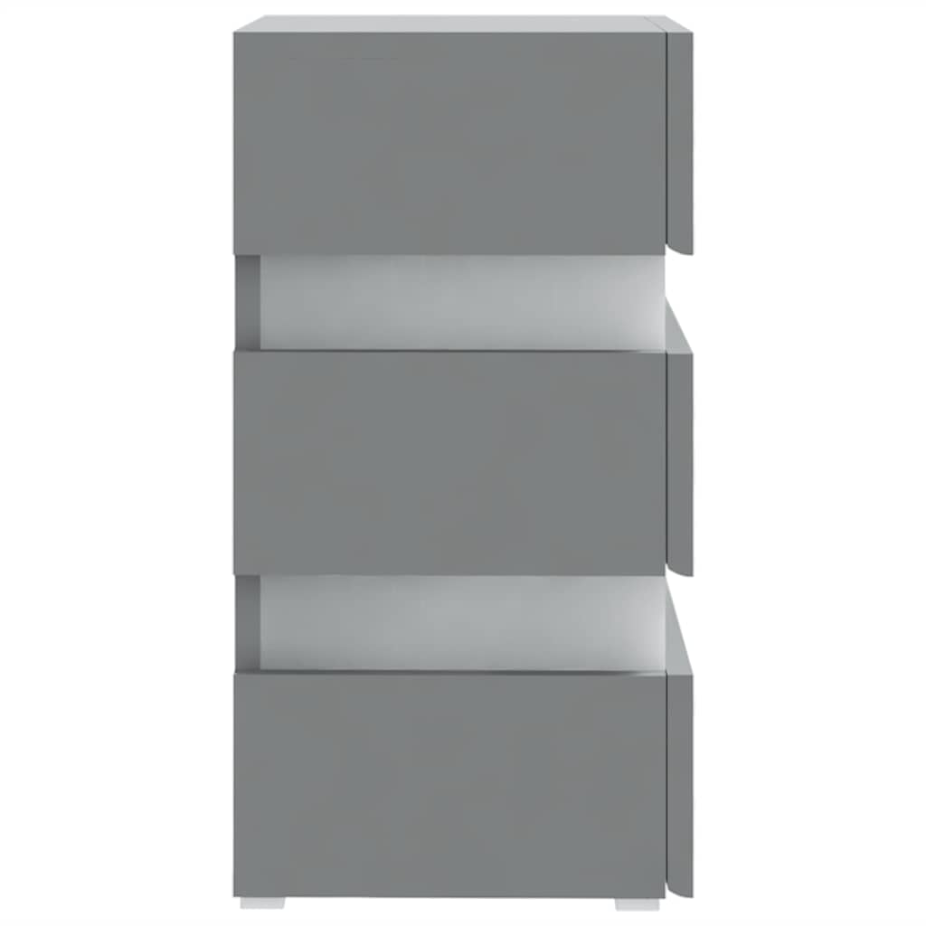 326846 vidaXL Nachtkastje LED 45x35x67 cm bewerkt hout grijs is nu te koop bij PeponiXL, paradijselijk wonen!
