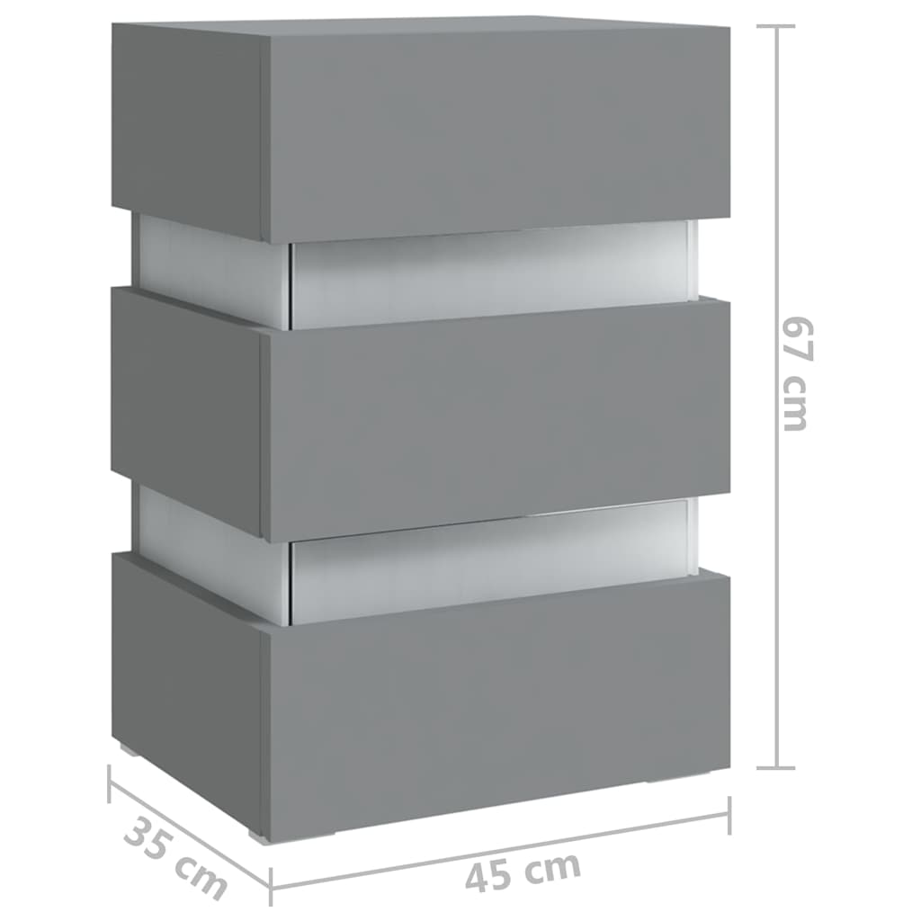 326846 vidaXL Nachtkastje LED 45x35x67 cm bewerkt hout grijs is nu te koop bij PeponiXL, paradijselijk wonen!
