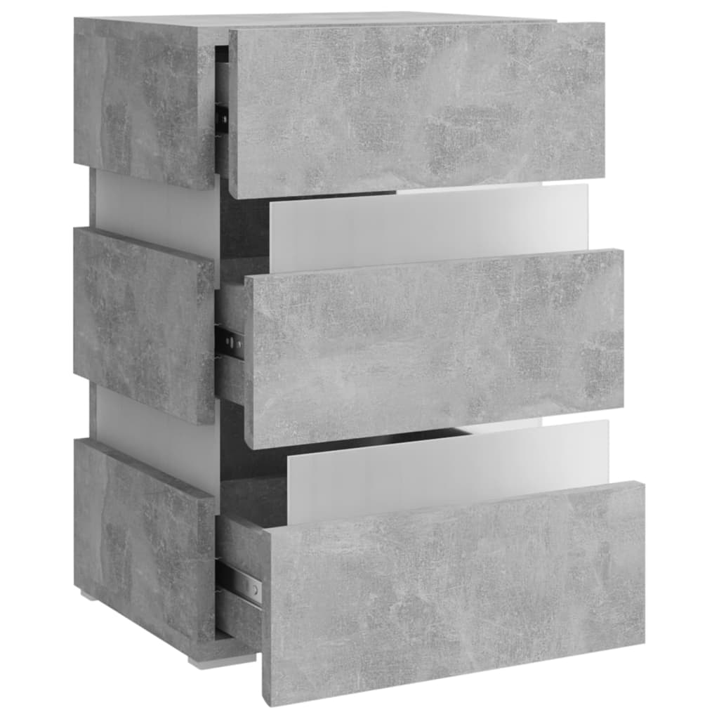 Nachtkastje LED 45x35x67 cm bewerkt hout betongrijs is nu te koop bij PeponiXL, paradijselijk wonen!