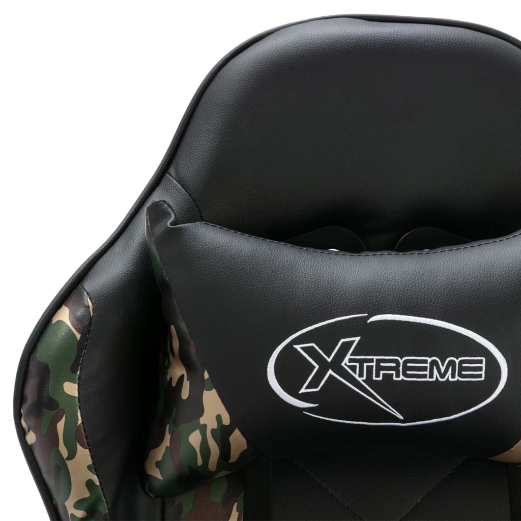 Racestoel met voetensteun kunstleer zwart en camouflage is nu te koop bij PeponiXL, paradijselijk wonen!