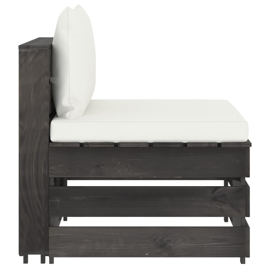 Middenbank sectioneel met kussens grijs geïmpregneerd hout is nu te koop bij PeponiXL, paradijselijk wonen!