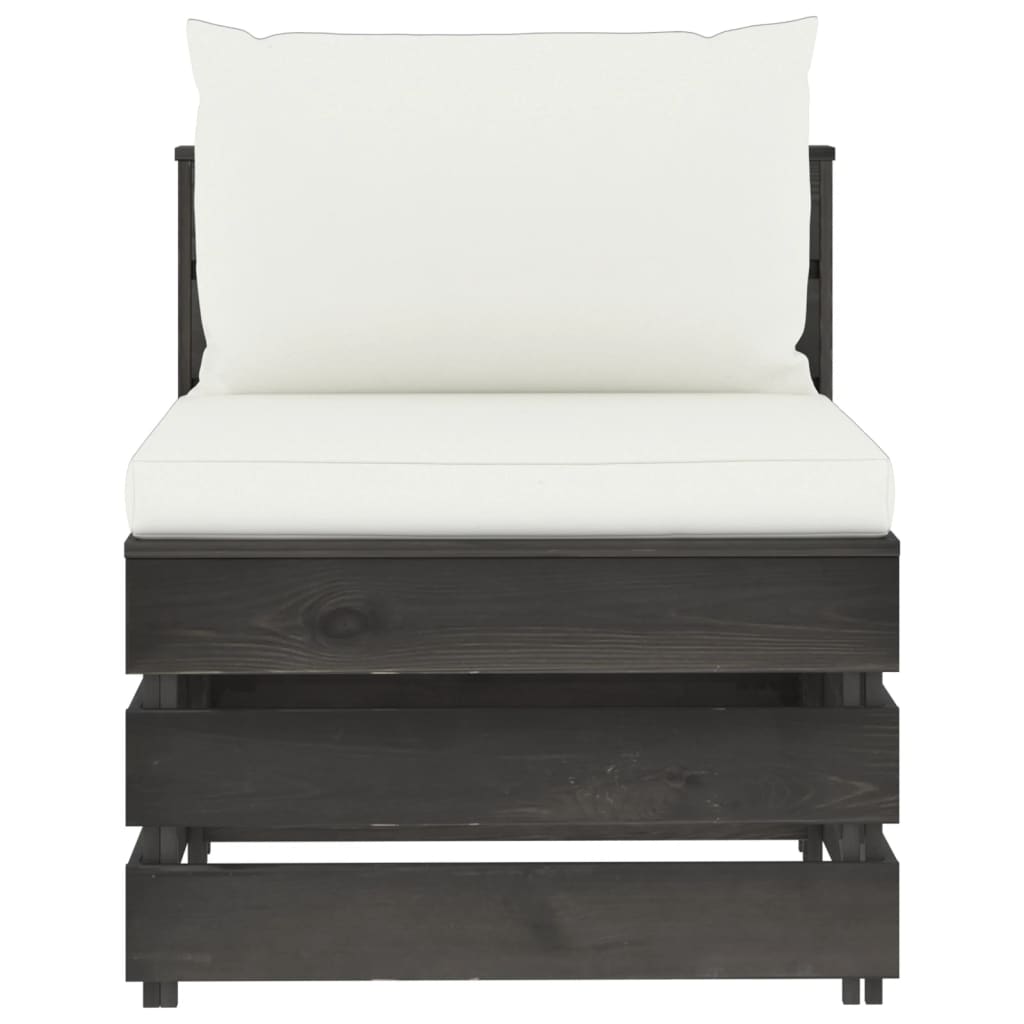 Middenbank sectioneel met kussens grijs geïmpregneerd hout is nu te koop bij PeponiXL, paradijselijk wonen!