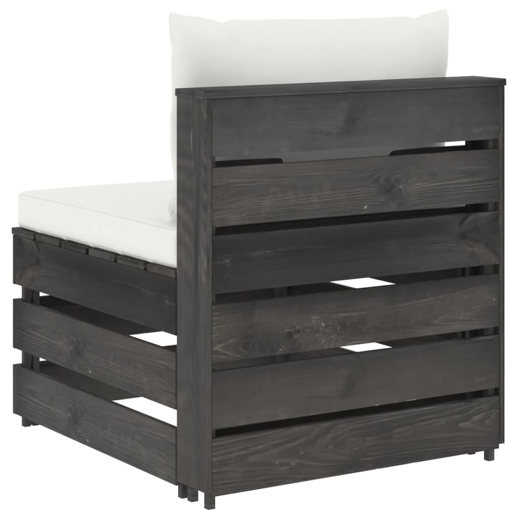 Middenbank sectioneel met kussens grijs geïmpregneerd hout is nu te koop bij PeponiXL, paradijselijk wonen!