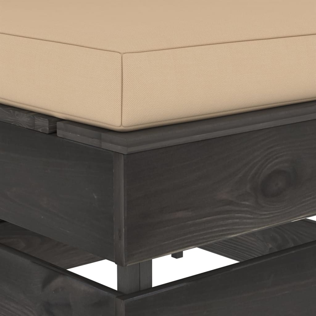 Middenbank sectioneel met kussens grijs geïmpregneerd hout is nu te koop bij PeponiXL, paradijselijk wonen!