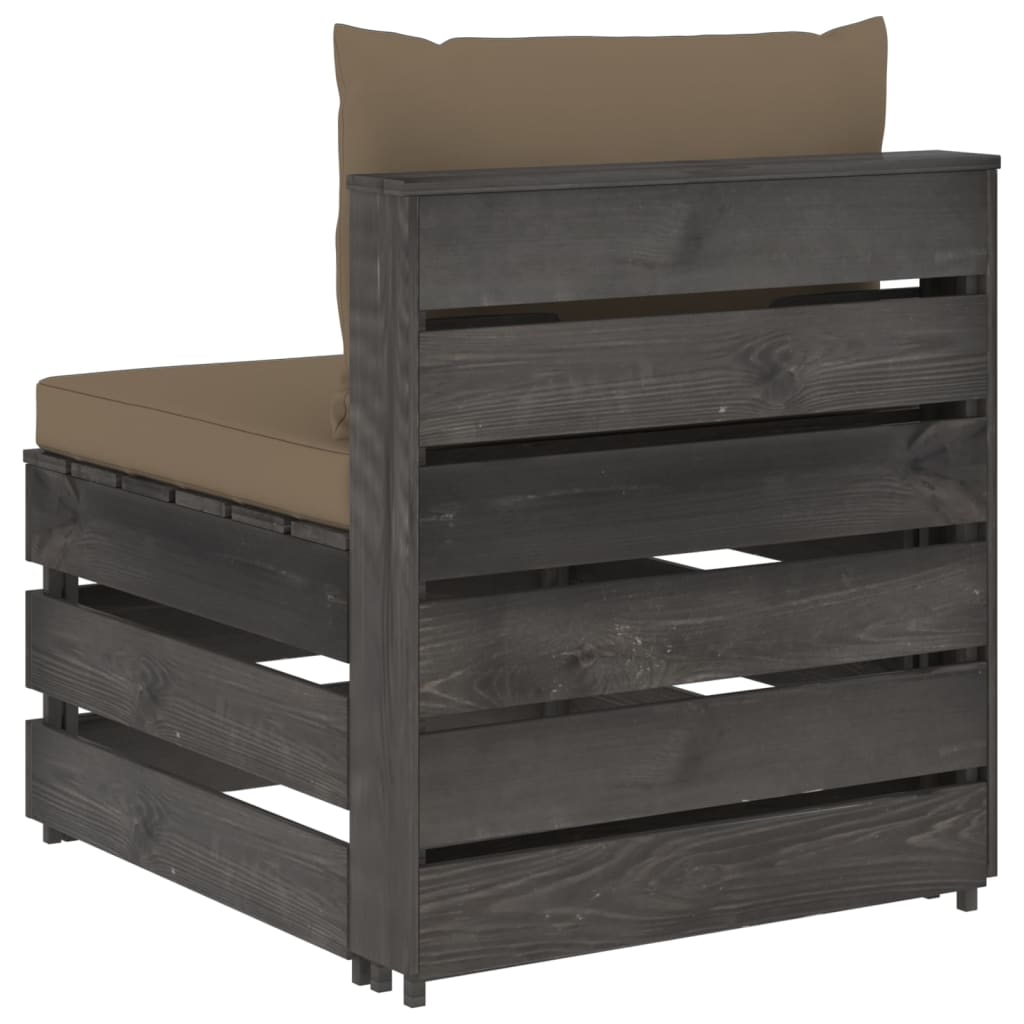 Middenbank sectioneel met kussens grijs geïmpregneerd hout is nu te koop bij PeponiXL, paradijselijk wonen!