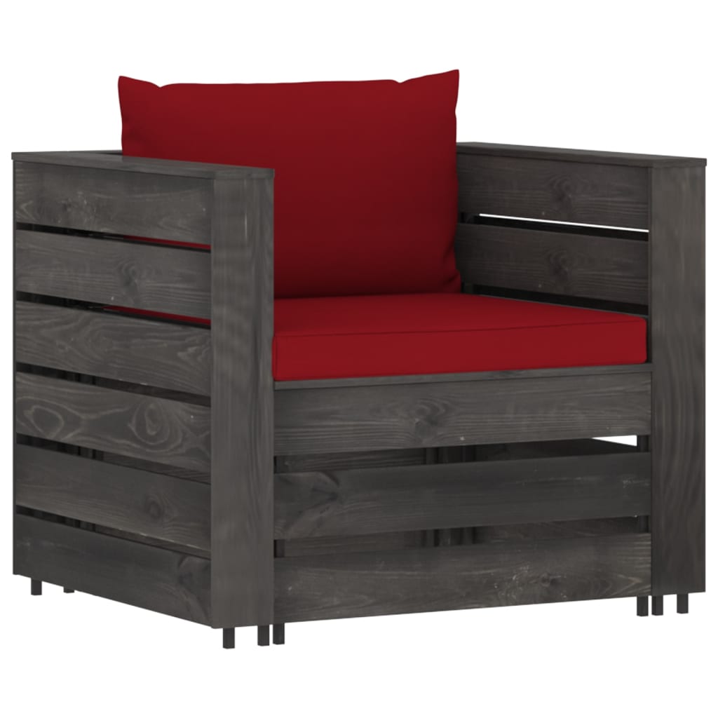 2-delige Loungeset met kussens grijs geïmpregneerd hout is nu te koop bij PeponiXL, paradijselijk wonen!