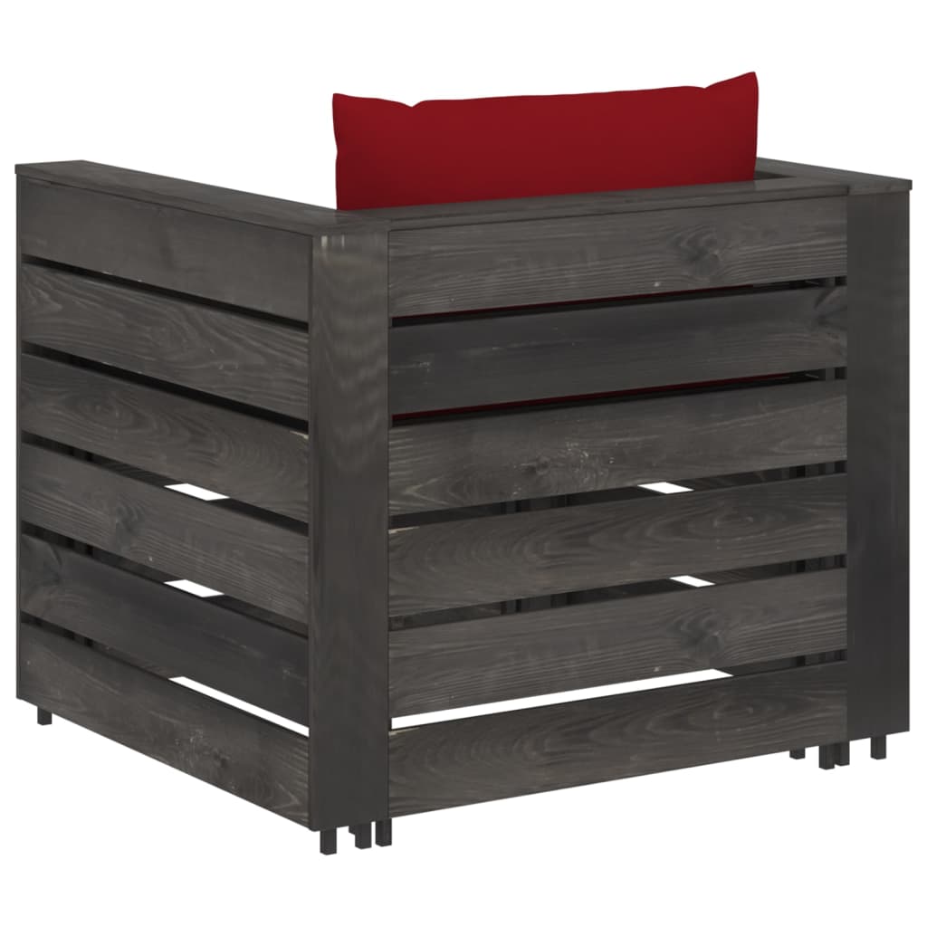 2-delige Loungeset met kussens grijs geïmpregneerd hout is nu te koop bij PeponiXL, paradijselijk wonen!