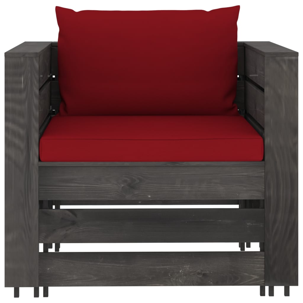 2-delige Loungeset met kussens grijs geïmpregneerd hout is nu te koop bij PeponiXL, paradijselijk wonen!