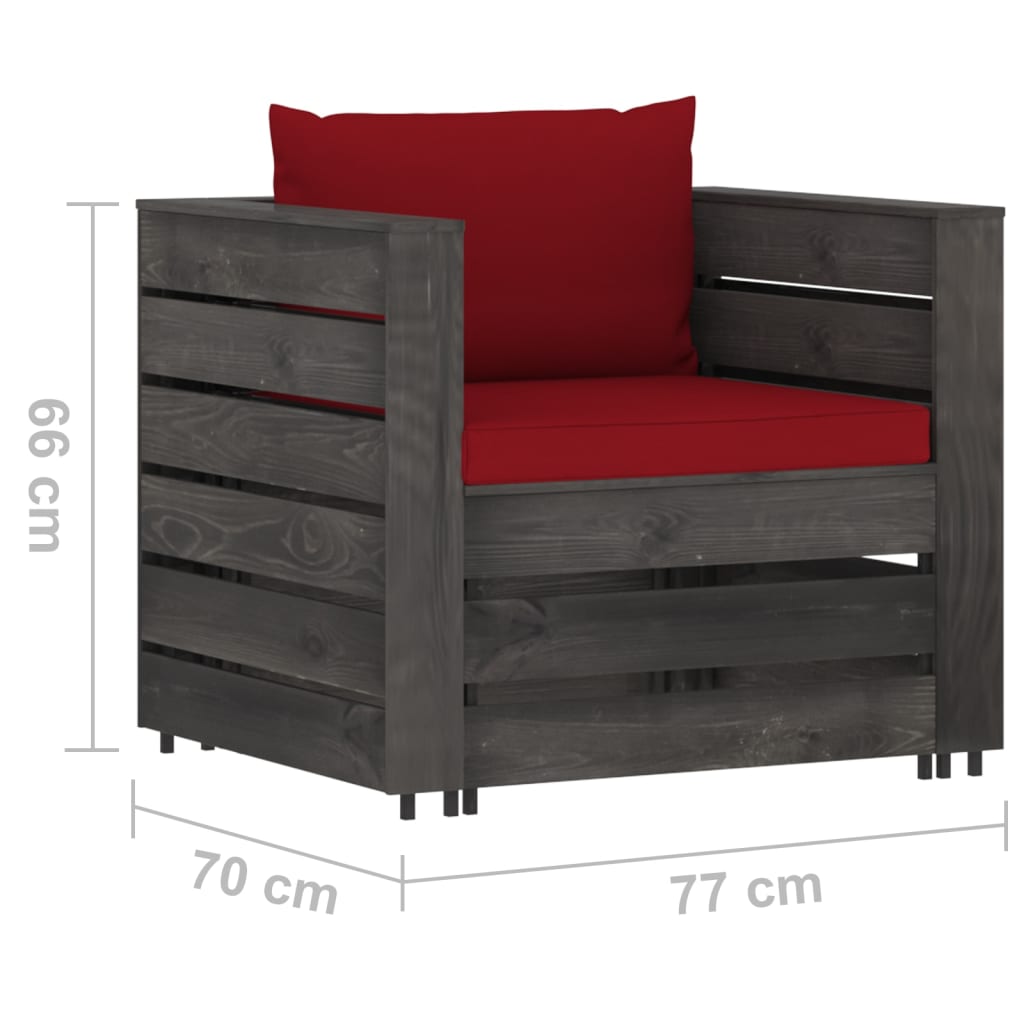 2-delige Loungeset met kussens grijs geïmpregneerd hout is nu te koop bij PeponiXL, paradijselijk wonen!