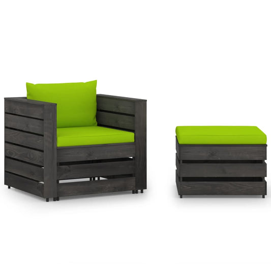 2-delige Loungeset met kussens grijs geïmpregneerd hout is nu te koop bij PeponiXL, paradijselijk wonen!