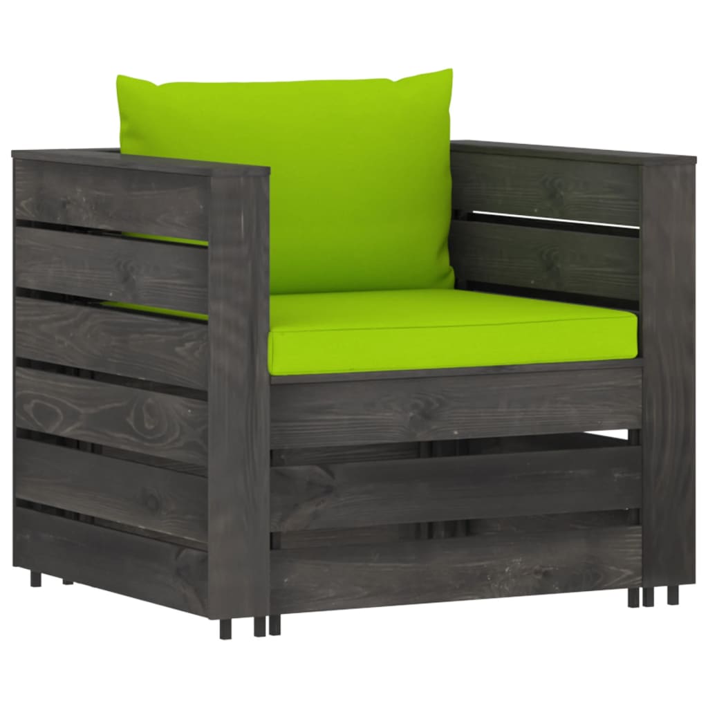 2-delige Loungeset met kussens grijs geïmpregneerd hout is nu te koop bij PeponiXL, paradijselijk wonen!