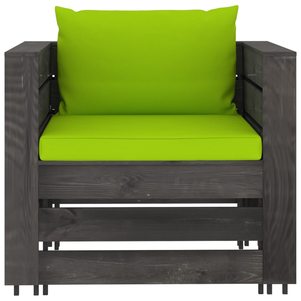 2-delige Loungeset met kussens grijs geïmpregneerd hout is nu te koop bij PeponiXL, paradijselijk wonen!