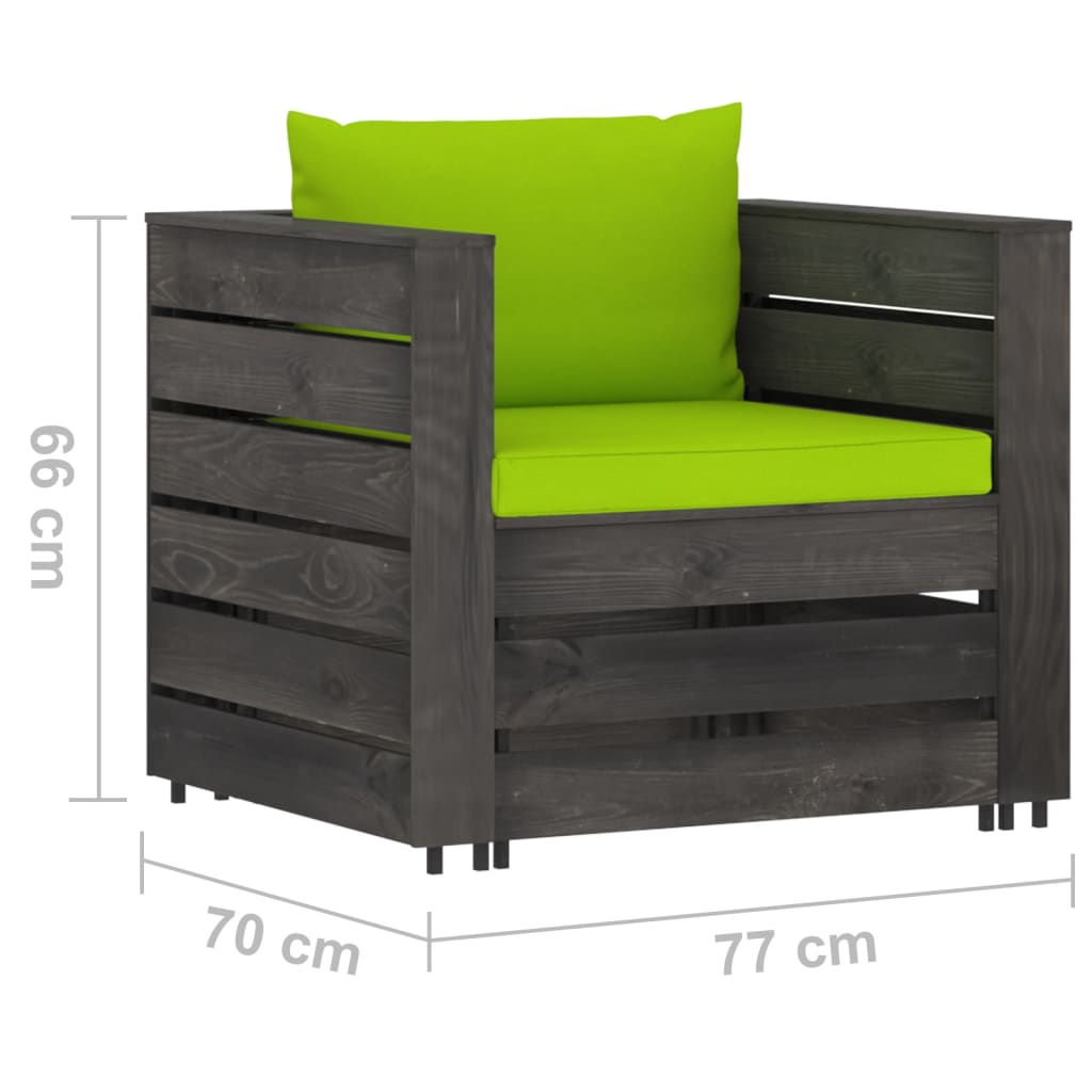 2-delige Loungeset met kussens grijs geïmpregneerd hout is nu te koop bij PeponiXL, paradijselijk wonen!