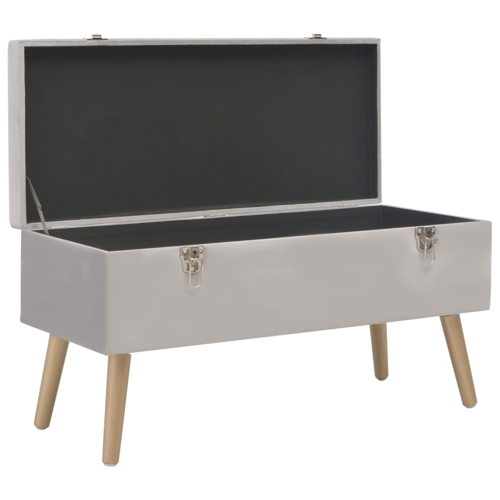 Bankje met opbergvak 80 cm fluweel grijs is nu te koop bij PeponiXL, paradijselijk wonen!