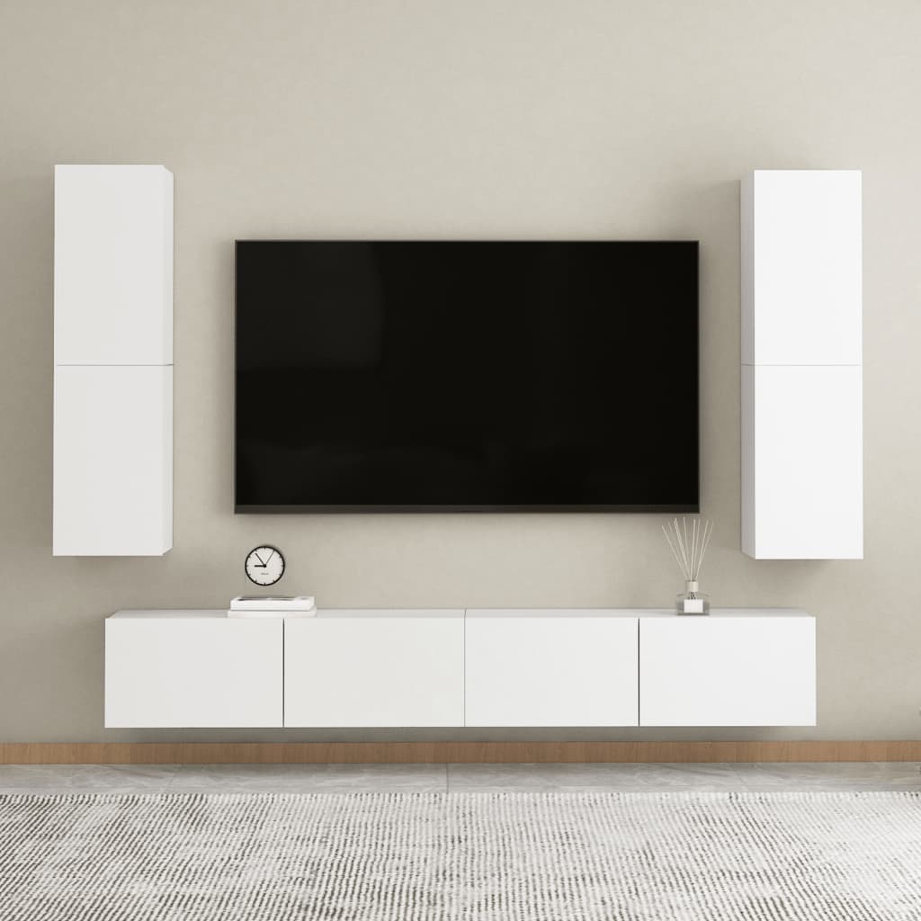Tv-meubel 30,5x30x110 cm bewerkt hout wit is nu te koop bij PeponiXL, paradijselijk wonen!