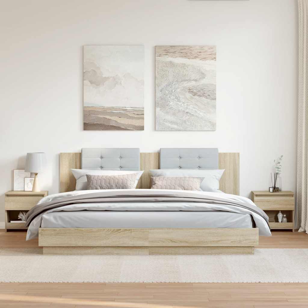Nachtkastjes 2 st 40x30x39 cm bewerkt hout sonoma eikenkleurig is nu te koop bij PeponiXL, paradijselijk wonen!