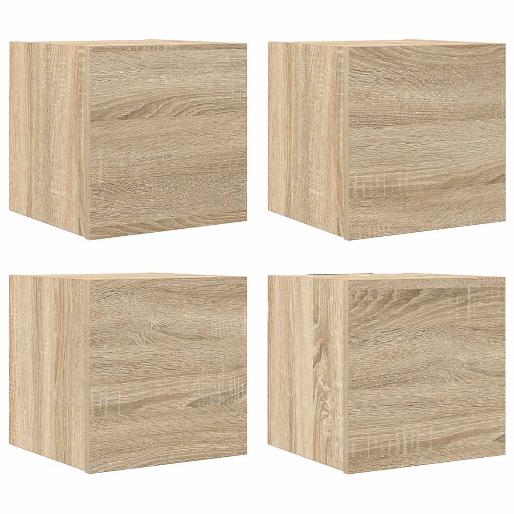 Tv-wandmeubelen 4 st 30,5x30x30 cm sonoma eikenkleurig is nu te koop bij PeponiXL, paradijselijk wonen!