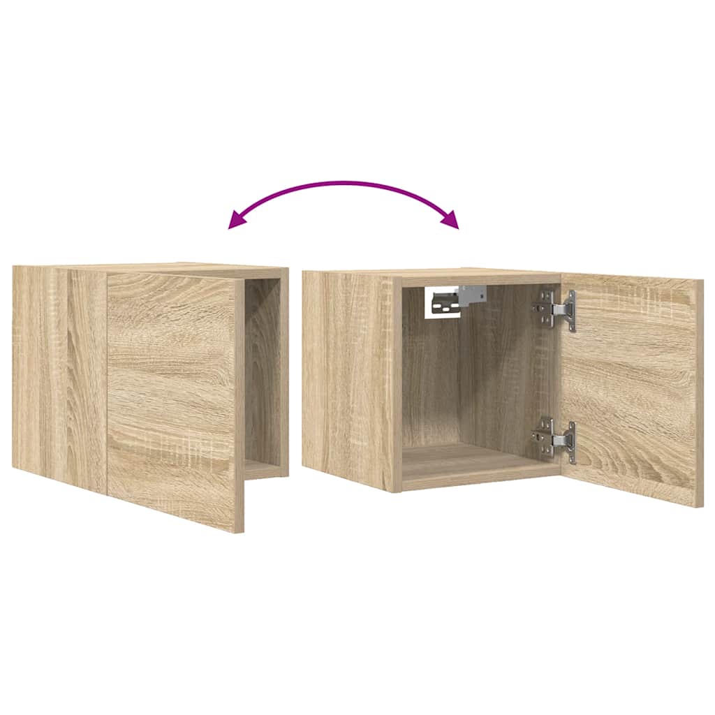 Tv-wandmeubelen 4 st 30,5x30x30 cm sonoma eikenkleurig is nu te koop bij PeponiXL, paradijselijk wonen!