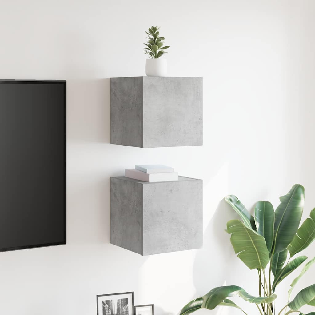 Tv-wandmeubelen 2 st 30,5x30x30 cm betongrijs is nu te koop bij PeponiXL, paradijselijk wonen!