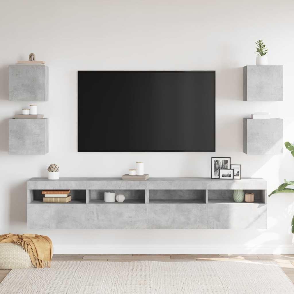 Tv-wandmeubelen 4 st 30,5x30x30 cm betongrijs is nu te koop bij PeponiXL, paradijselijk wonen!