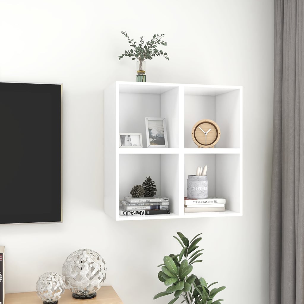 Wandkasten 4 st 37x37x37 cm bewerkt hout wit is nu te koop bij PeponiXL, paradijselijk wonen!