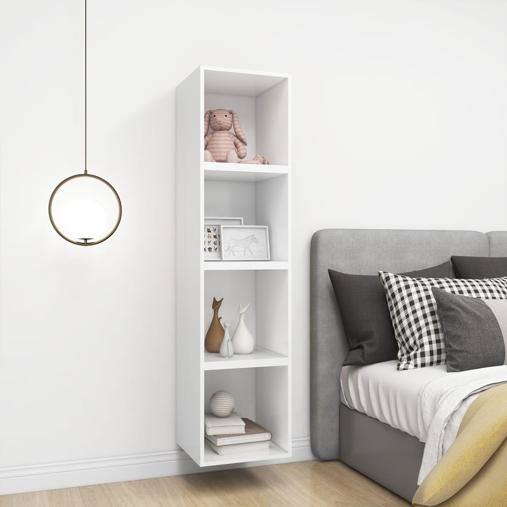 Wandkasten 4 st 37x37x37 cm bewerkt hout wit is nu te koop bij PeponiXL, paradijselijk wonen!