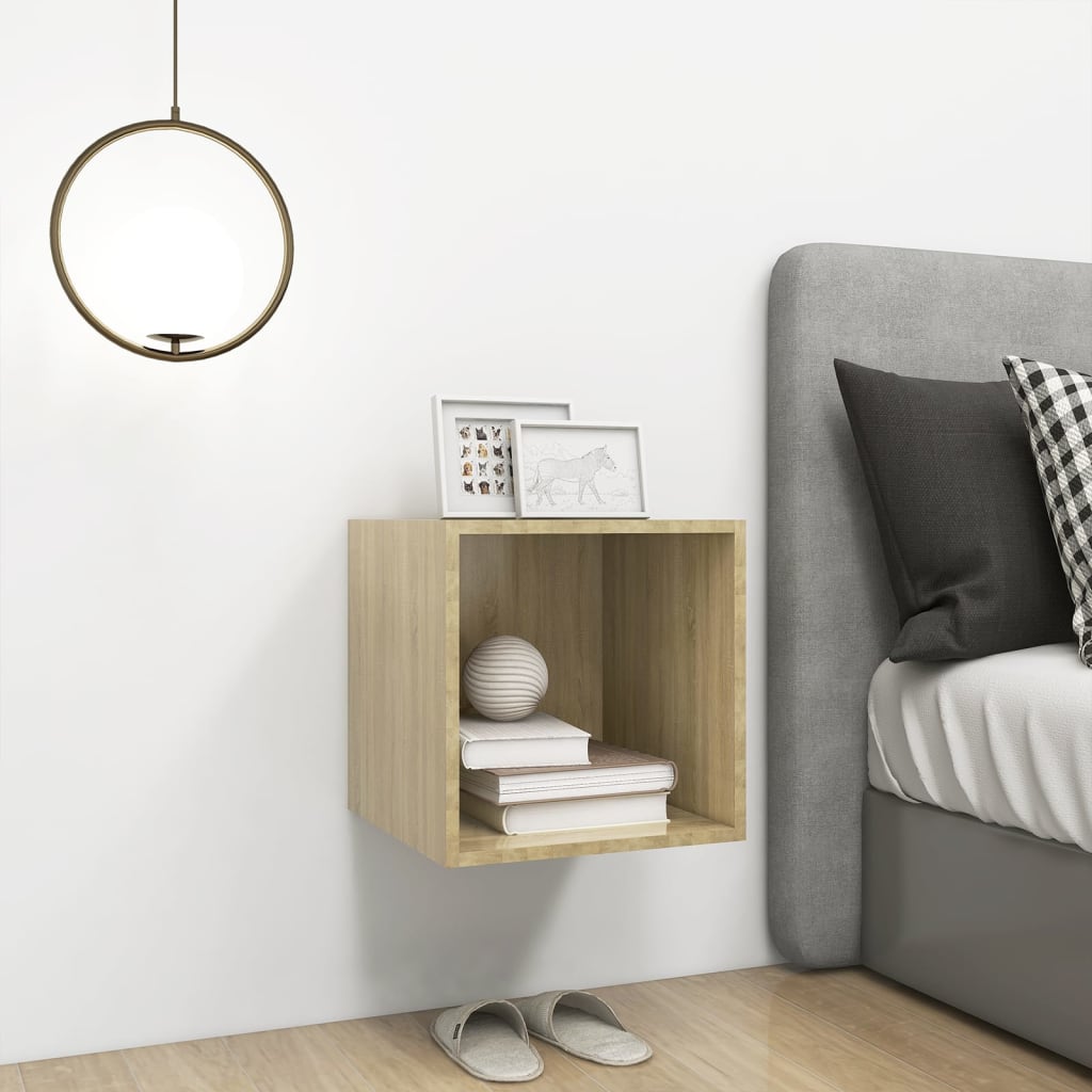 Wandkast 37x37x37 cm bewerkt hout sonoma eikenkleurig is nu te koop bij PeponiXL, paradijselijk wonen!