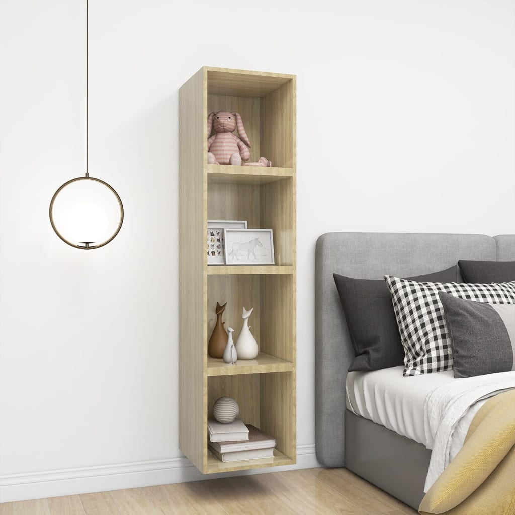 Wandkast 37x37x37 cm bewerkt hout sonoma eikenkleurig is nu te koop bij PeponiXL, paradijselijk wonen!