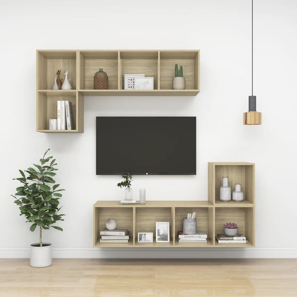 Wandkast 37x37x37 cm bewerkt hout sonoma eikenkleurig is nu te koop bij PeponiXL, paradijselijk wonen!