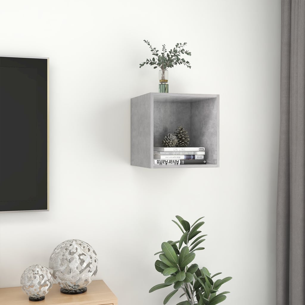 Wandkast 37x37x37 cm bewerkt hout betongrijs is nu te koop bij PeponiXL, paradijselijk wonen!