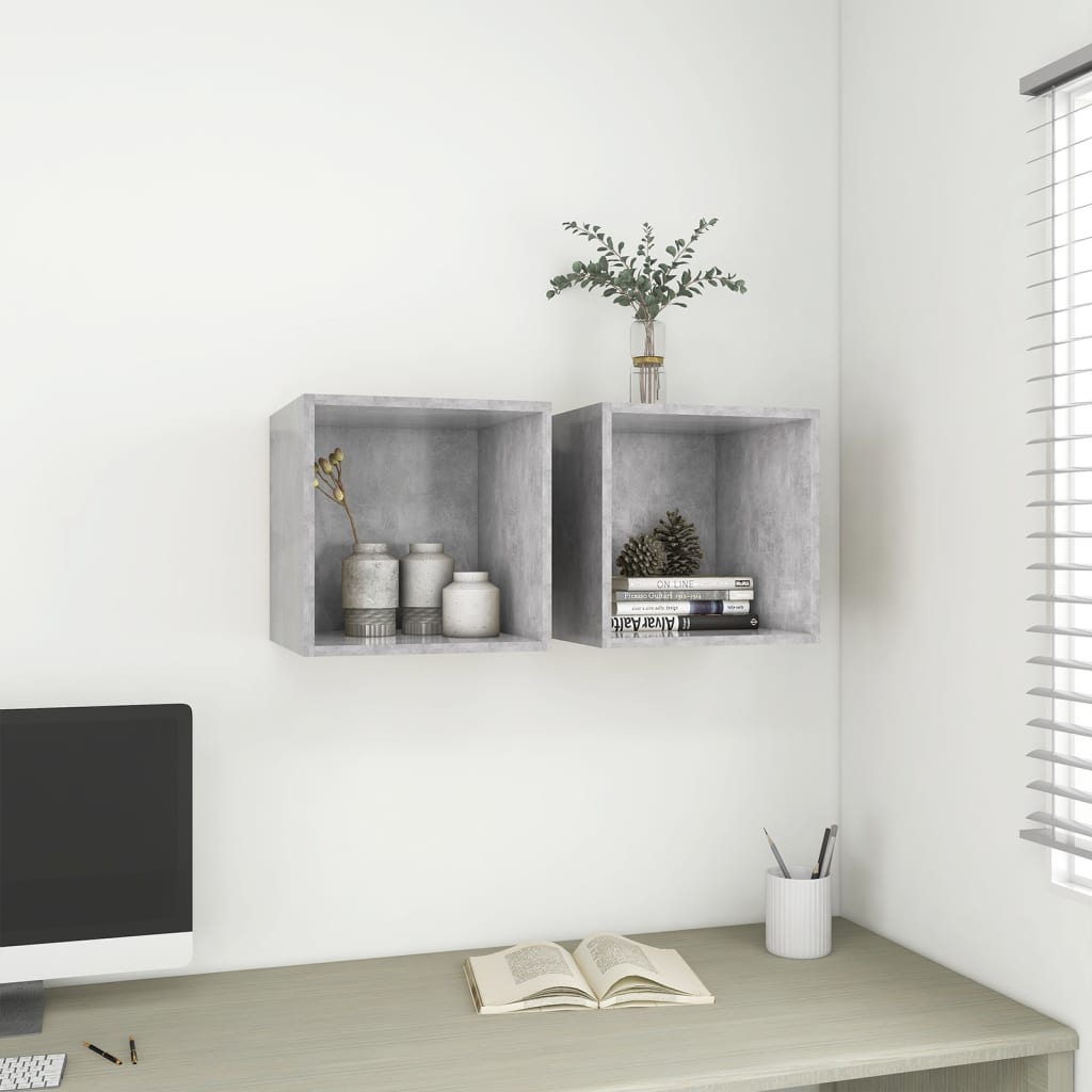 Wandkast 37x37x37 cm bewerkt hout betongrijs is nu te koop bij PeponiXL, paradijselijk wonen!