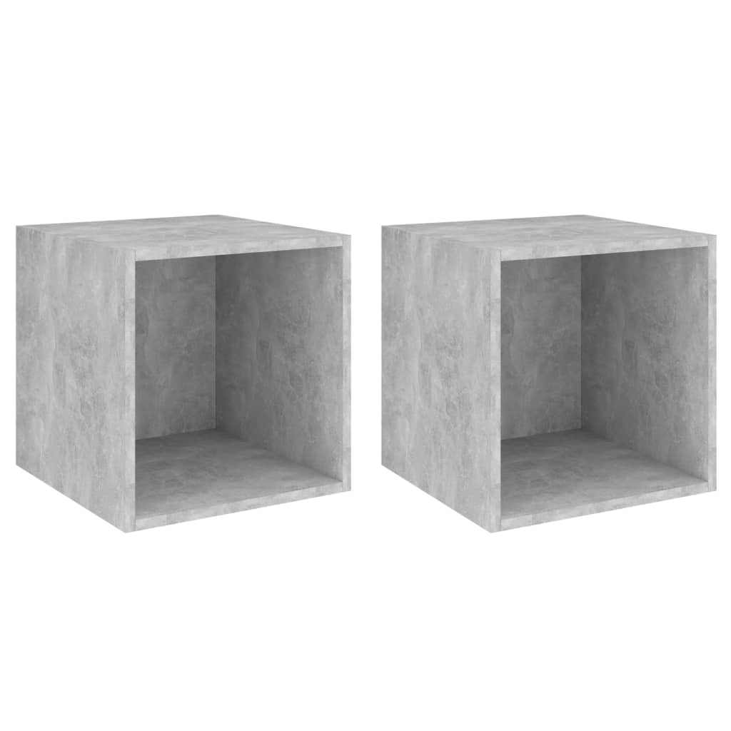 Wandkasten 2 st 37x37x37 cm bewerkt hout betongrijs is nu te koop bij PeponiXL, paradijselijk wonen!