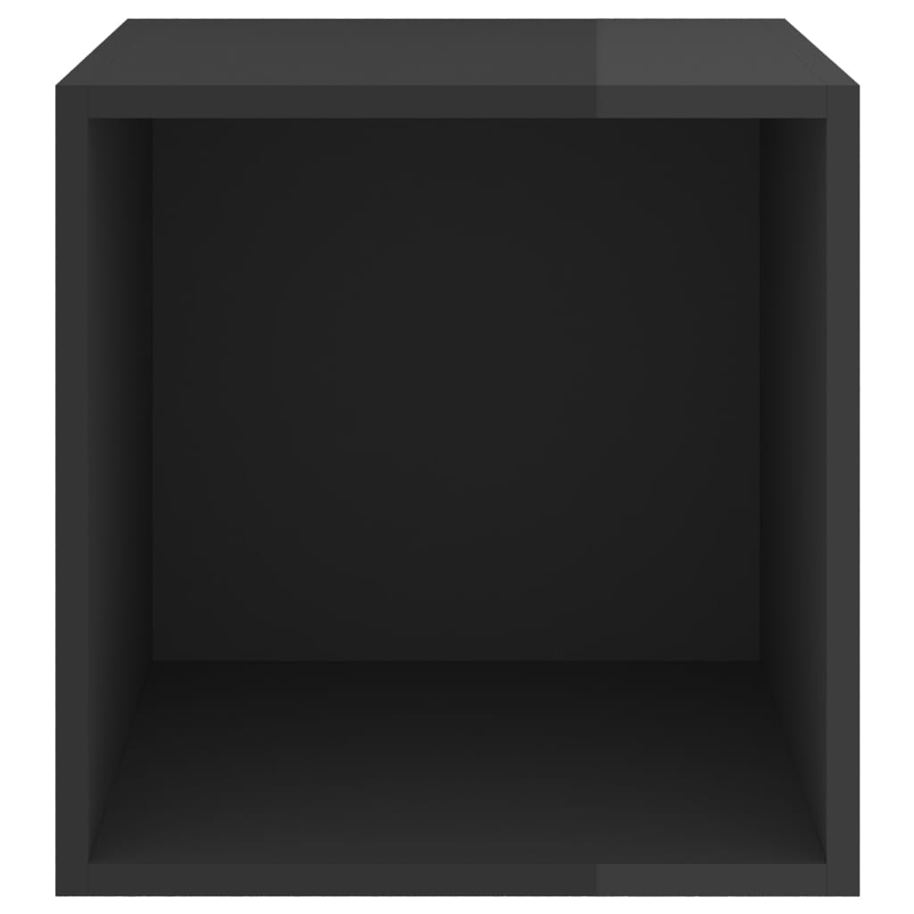 Wandkasten 2 st 37x37x37 cm bewerkt hout hoogglans zwart