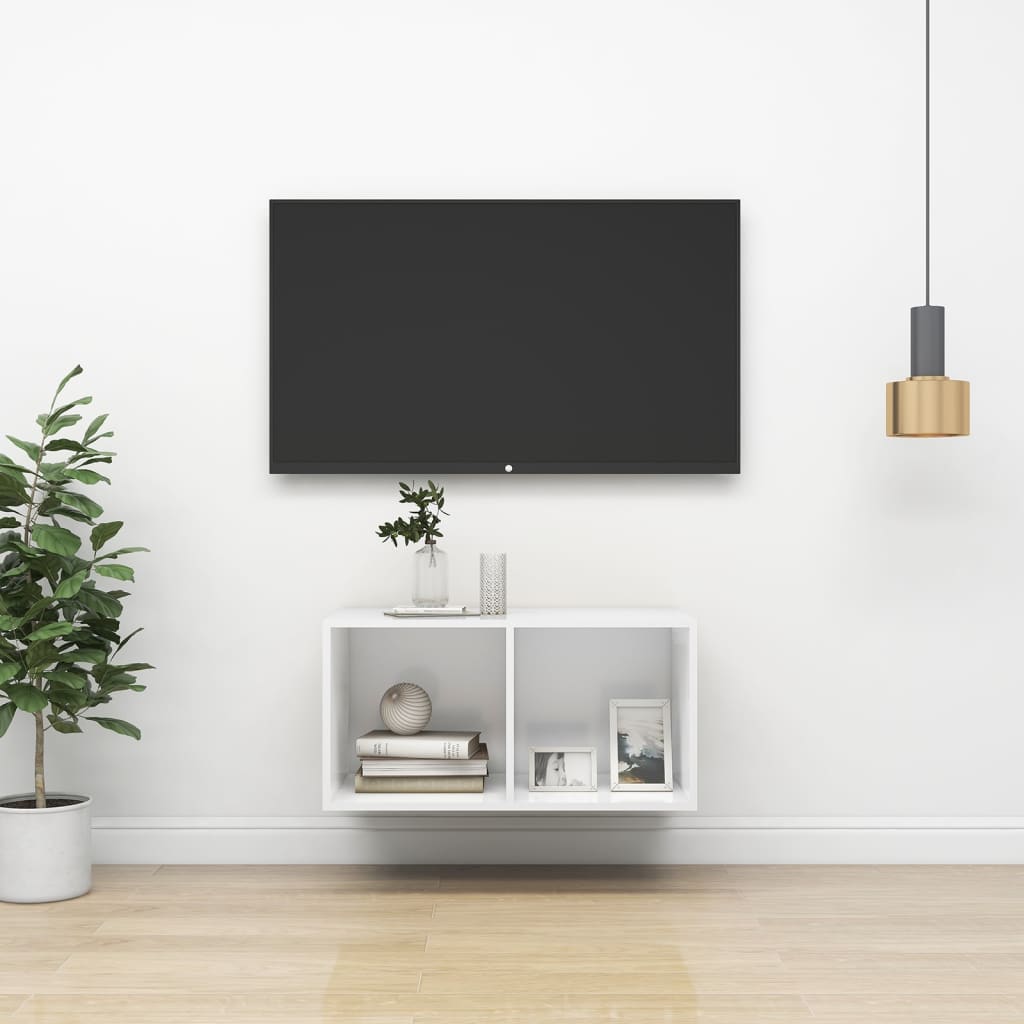 Tv-wandmeubel 37x37x72 cm bewerkt hout wit is nu te koop bij PeponiXL, paradijselijk wonen!