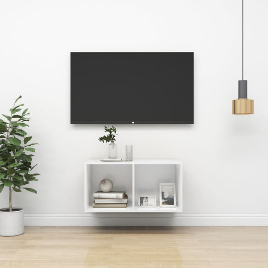 Tv-wandmeubel 37x37x72 cm bewerkt hout wit is nu te koop bij PeponiXL, paradijselijk wonen!