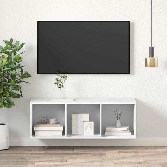 Tv-wandmeubel 37x37x107 cm bewerkt hout wit is nu te koop bij PeponiXL, paradijselijk wonen!