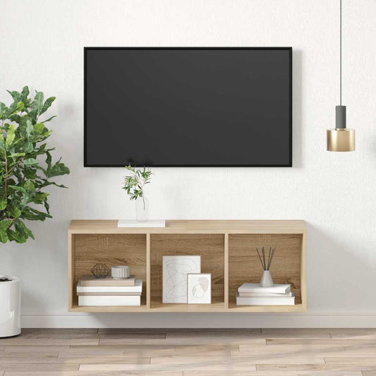 Tv-wandmeubel 37x37x107 cm bewerkt hout sonoma eikenkleurig is nu te koop bij PeponiXL, paradijselijk wonen!