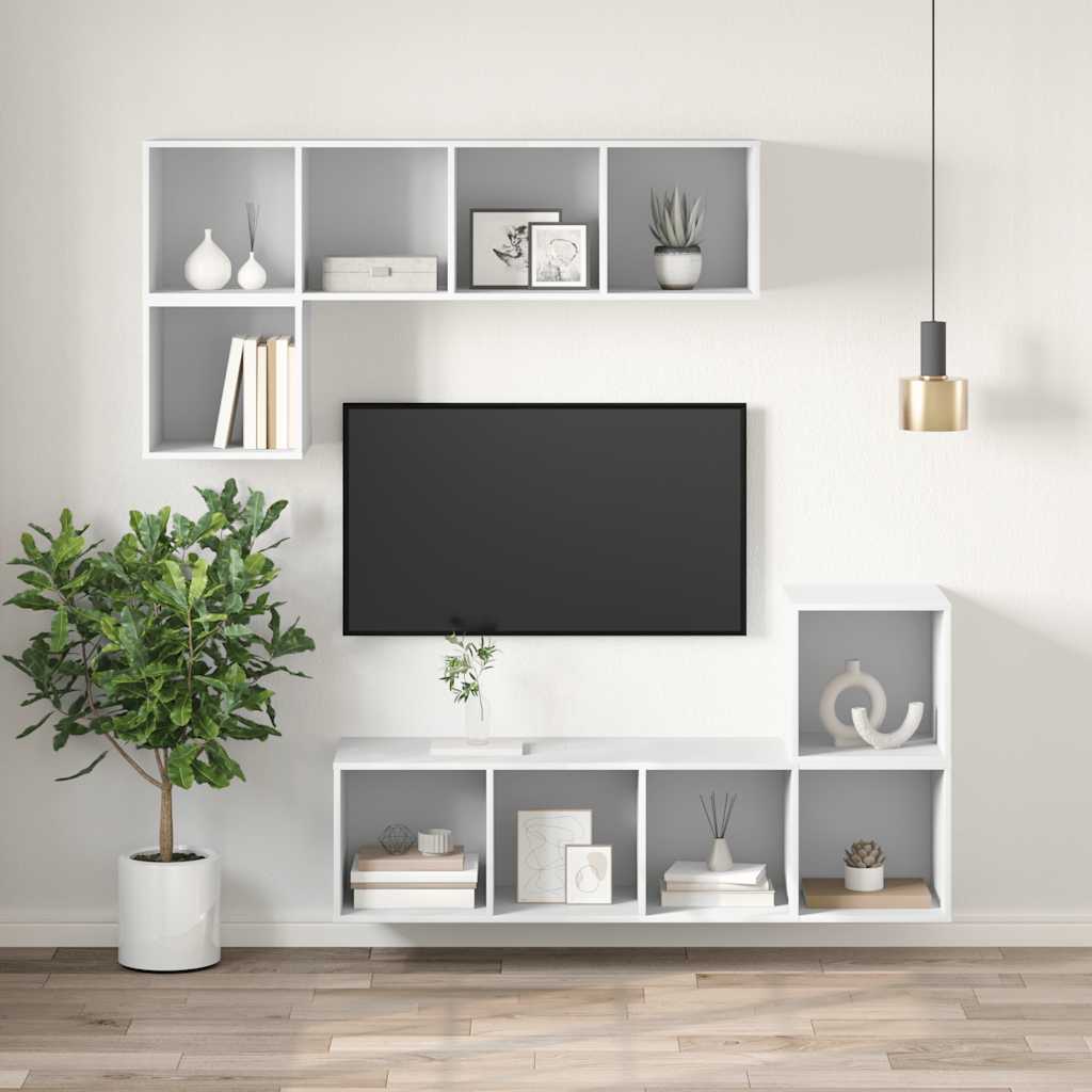 Tv-wandmeubel 37x37x142,5 cm bewerkt hout wit is nu te koop bij PeponiXL, paradijselijk wonen!