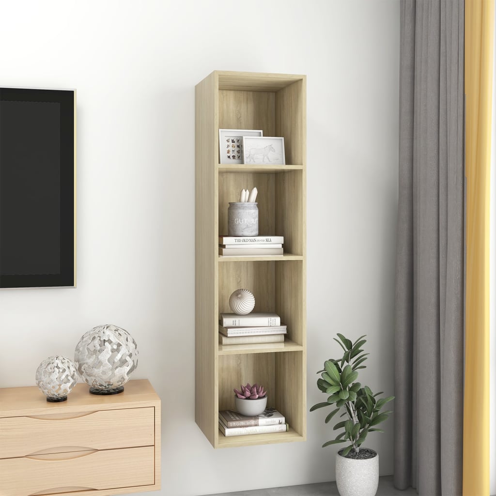 Tv-wandmeubel 37x37x142,5 cm bewerkt hout sonoma eikenkleurig is nu te koop bij PeponiXL, paradijselijk wonen!