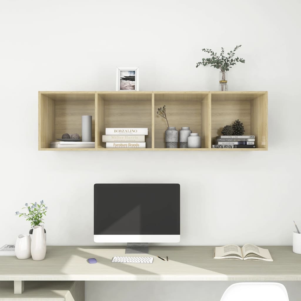 Tv-wandmeubel 37x37x142,5 cm bewerkt hout sonoma eikenkleurig is nu te koop bij PeponiXL, paradijselijk wonen!