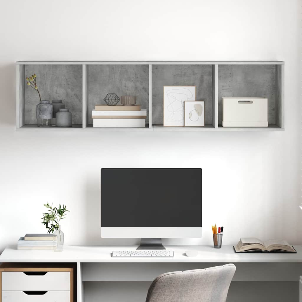 Tv-wandmeubel 37x37x142,5 cm bewerkt hout betongrijs is nu te koop bij PeponiXL, paradijselijk wonen!