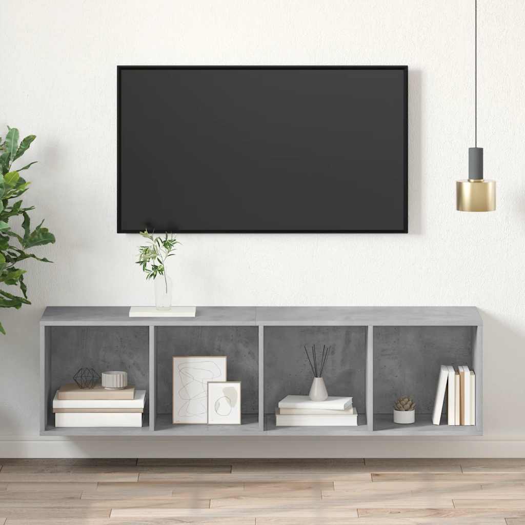 Tv-wandmeubel 37x37x142,5 cm bewerkt hout betongrijs is nu te koop bij PeponiXL, paradijselijk wonen!