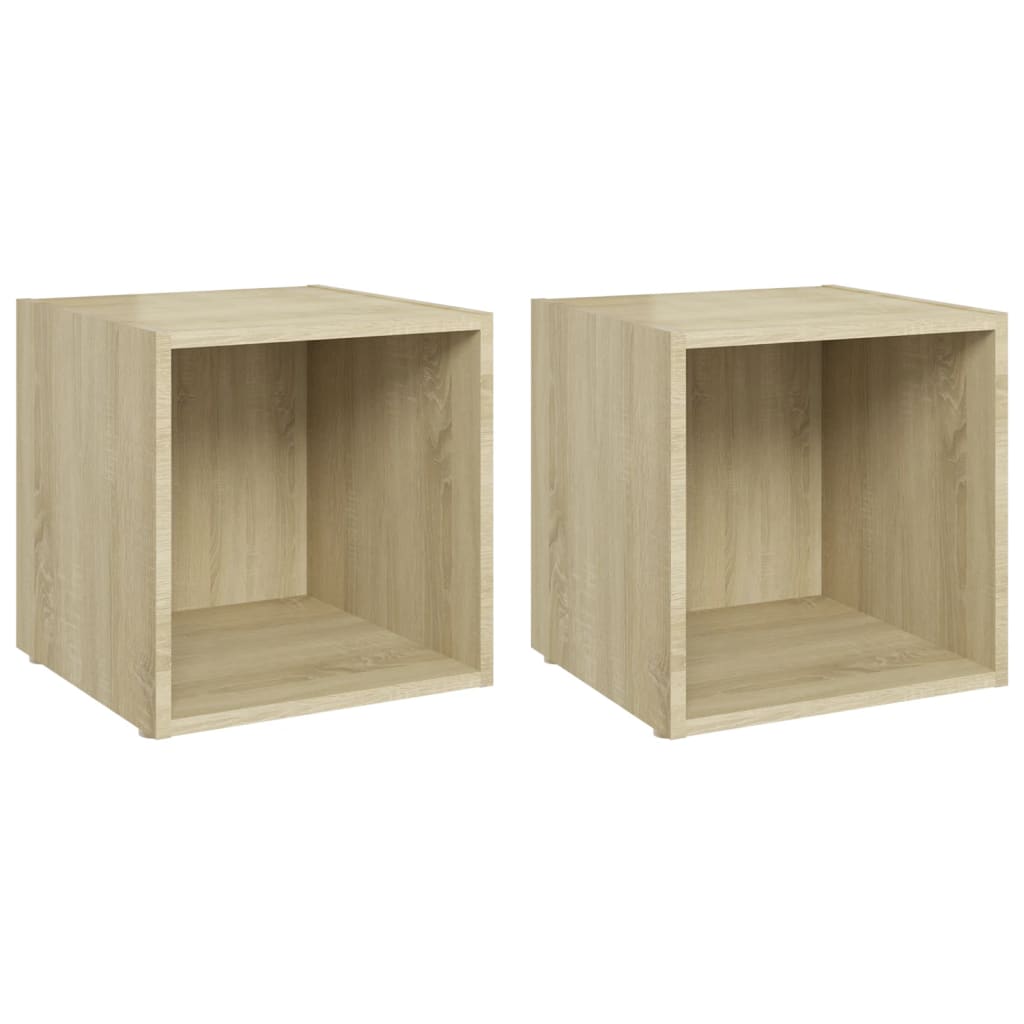 Tv-meubelen 2 st 37x35x37 cm bewerkt hout sonoma eikenkleurig is nu te koop bij PeponiXL, paradijselijk wonen!