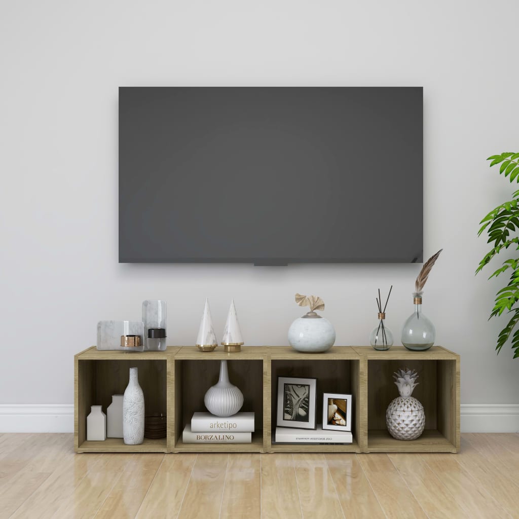 Tv-meubelen 2 st 37x35x37 cm bewerkt hout sonoma eikenkleurig is nu te koop bij PeponiXL, paradijselijk wonen!